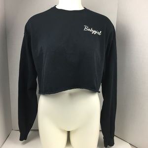 Babygirl Black Crop Top Long Sleeve T-Shirt